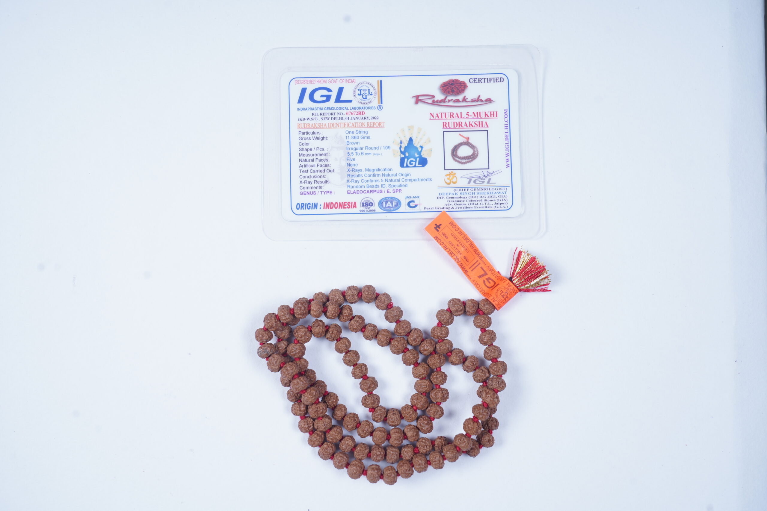 5.5 -6 Mm 5 Mukhi Pathree Rudraksha Mala 15500. Rs